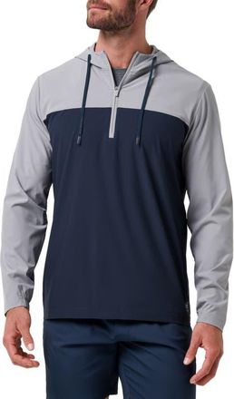 Travis Mathew Meridian Quarter Zip Tech Hoodie in Sleet at Nordstrom, Size Small