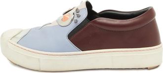 Fendi face-motif leather sneakers - Blue