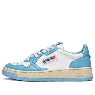 Autry Autry Medalist Leather Low White Light Blue AULM-WB08