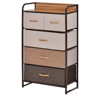 HOMCOM Mobile Cassettiera 5 Cassetti Pieghevoli In Metallo E Mdf 58x29x99cm - Homcom