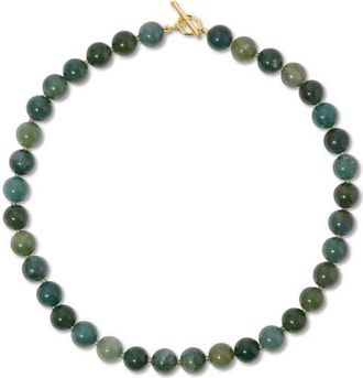 EF Collection Luna 14k Gold Moss Agate Necklace in 14K Yellow Gold at Nordstrom