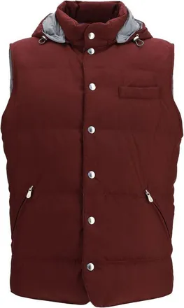Brunello Cucinelli Bordeaux Polyester Sleeveless Mens Jacket