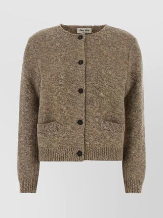 Miu Miu wool cardigan with crew neck and pockets