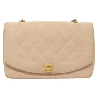 Chanel Vintage Diana Flap Quilted Canvas Pink Canvas Handbag (Pre-Owned)