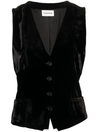 P.A.R.O.S.H. V-neck velvet waistcoat - women - Viscose/Acetate/Silk/Viscose - L - Black
