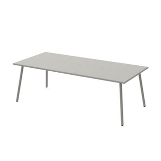 MondoViro Mesa de jard&iacute;n fija de metal pintado gris t&ograve;rtola 188x90 cm 75h