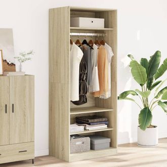 Berkfield Home Wardrobe Sonoma Oak 80x50x200 cm Engineered Wood in Brown | Size: 80 x 50 x 200 cm
