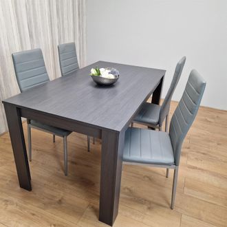 Kosy Koala Dining Table & 4 Chairs Modern Dining Table Set With 4 Grey Chairs Dining Room Furniture in Brown