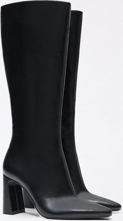Bershka Stivali neri con tacco largo-Nero
