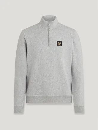 Belstaff Belstaff Quarter Zip Sweatshirt Mens Cotton Fleece Old Silver Heather Size 3XL