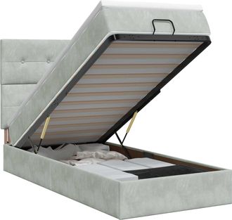 vidaXL Letto Ottomano Con Materasso Grigio Chiaro 100 X 200 Cm Velluto Vidaxl