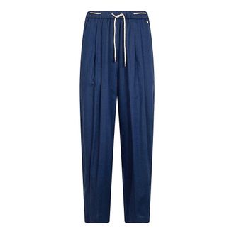 Herno Wide Trousers, female, Blue, Size: XS Drawstring Waist Trousers