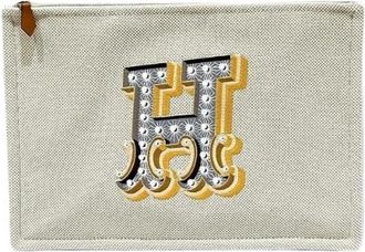 Herm&egrave;s Pre-owned Clutches, female, White, Size: ONE SIZE Pre-owned Electric Yachting GM Canvas Clutch Bag