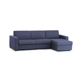 Dmora Sof&aacute; Fijo Dland, Sof&aacute; De Esquina, 100% Made In Italy, Sof&aacute; Sala De Estar, Con Contenedor Reversible Peninsula, En Tela Acolchada, Con Reposabrazos Est