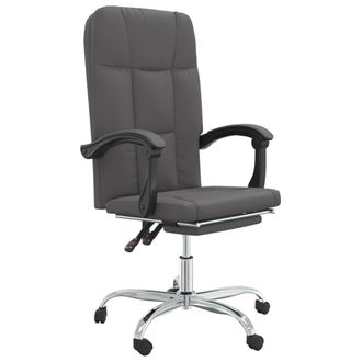 vidaXL Silla De Oficina Reclinable Cuero Sint&eacute;tico Gris Vidaxl