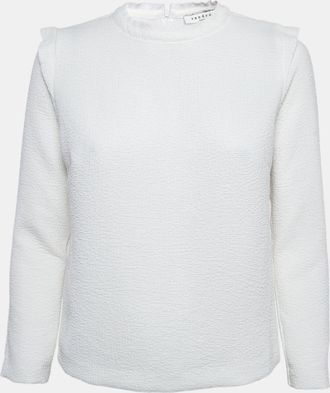 Sandro White Gauze Long Sleeve Top