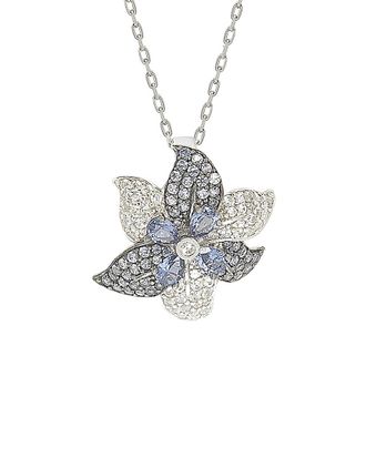 Suzy Levian Floral 18K & Silver 1.82 Ct. Tw. Sapphire Necklace