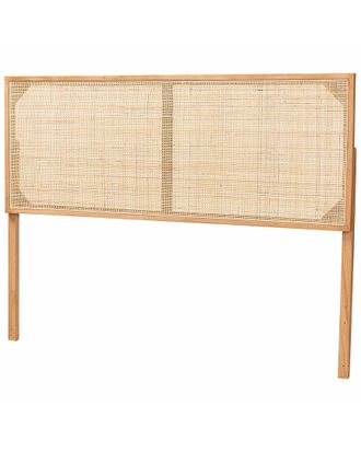 Baxton Studio Aurelia Modern Bohemian Bayur Wood & Rattan Queen Size Headboard