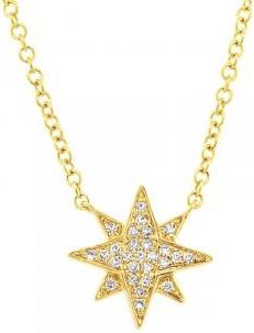 Allurez 0.06ct 14k Yellow Gold Diamond Star Necklace