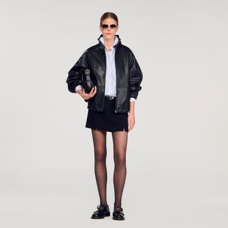 Sandro Oversized leather jacket