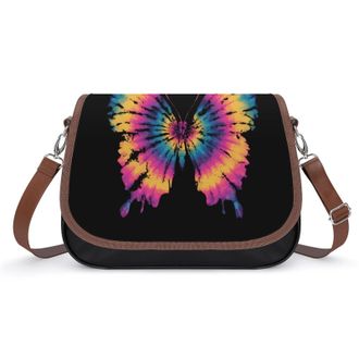 Generic Butterfly Tie Dye Womens Crossbody Bag Fashion Shoulder Handbags Message Tote Bag with Adjustable Strap