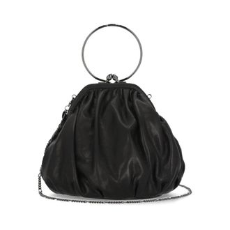 Yohji Yamamoto Zwarte leren handtas met ringdetail - Dames - Handtassen - Zwart - ONE Size - Tassen