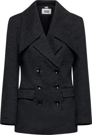 Silvian Heach Blazer met dubbele rij knopen en maxi revers - Dames - Blazers - Grijs - XL - Polyester - Jassen