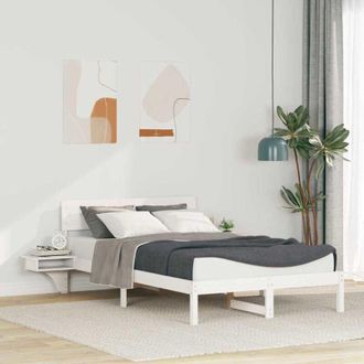 vidaXL Rete letto con comodini Bianco Legno di pino massello - Vidaxl