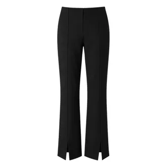 Meimeij Pantalone con vita elastica e spacchi su orlo davanti - - Trousers - Donna - Nero - L