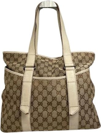 Gucci Pre-owned Vintage Tote Bag - Dames - Vintage Shopper - Bruin - ONE Size - Katoen - Vintage