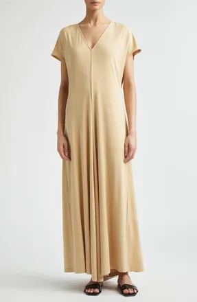Toteme V-Neck Jersey Maxi Dress in Chai at Nordstrom, Size X-Small