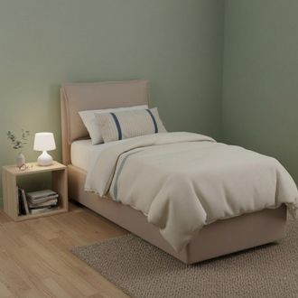 Dmora Dmora - Cama Individual Dmangone, Cama Contenedor Con Revestimiento De Tela, 100% Made In Italy, Apertura Lateral, Con Colch&oacute;n 80x190 Cm Incluido, T&oacute;r