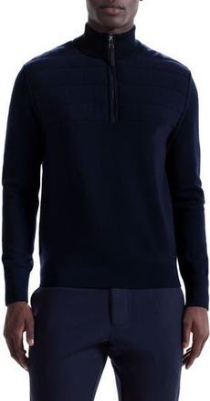 Bugatchi Merino Wool Quarter Zip Polo Sweater in Navy at Nordstrom Rack, Size Xx-Large