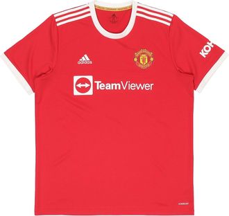 adidas Mens adidas 21-22 Season Manchester United Home Fan Edition Sports Short Sleeve Red Jersey Asia Sizing H31447