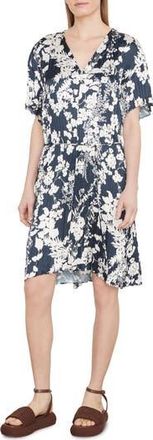 Vince Arboretum Floral Crinkled Satin Dress in Coastal at Nordstrom Rack, Size X-Large