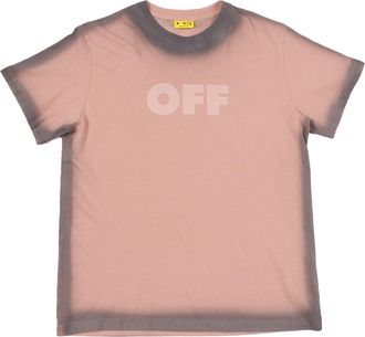 Off-white Camiseta en spray te&ntilde;ida en prenda de color blanco roto S/S rosa rosa S