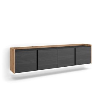 Skraut Home Mueble tv efecto madera negro y roble 207x35x50cm colgado
