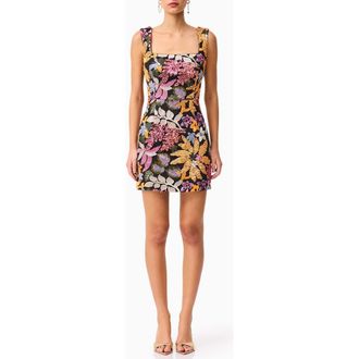Elliatt Kiran Floral Embellished Sleeveless Minidress in Black Multi at Nordstrom, Size X-Small