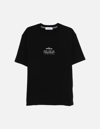 Stone Island Mens S0285 TEXT LOGO T SHIRT - Black - Size: 44
