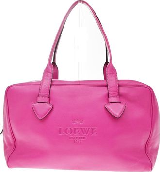 Loewe Heritage Boston Leather Pink Leather Handbag (Pre-Owned)