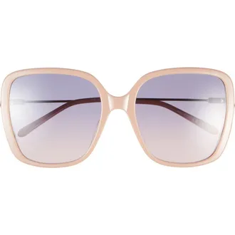 Chlo&eacute; 57mm Square Sunglasses in Nude Gold Blue at Nordstrom Rack