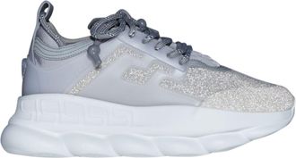 Versace Chain Reaction Reflective Silver Crystal Rhinestone sneaker EU42 US9