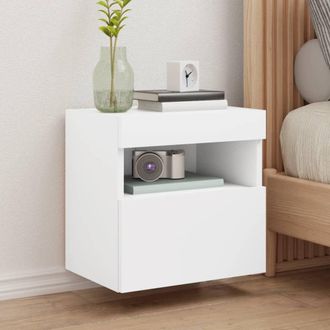 vidaXL Vidaxl - Muebles De Tv De Pared Con Luces Led 2 Uds Blanco 40x30x40 Cm