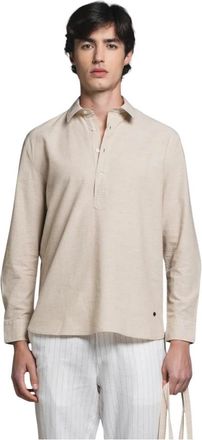 IMPURE Pop-over Poloshirt - Heren - Casual Overhemden - Beige - M - Katoen - Overhemden
