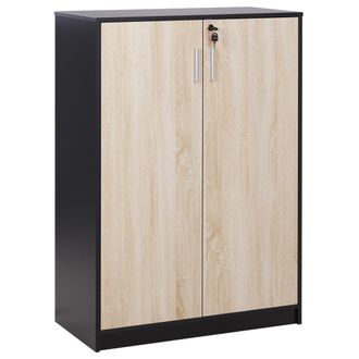 Beliani Armario Moderno 2 Puertas Oficina Taquilla Tablero De Part&iacute;culas Unidad Con 3 Estantes Cerrado Con Llave Gris Claro Blanco Zehna