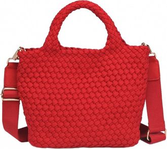 Sol and Selene Womens Recycled Laced Up Woven Crossbody Small Bag In Red