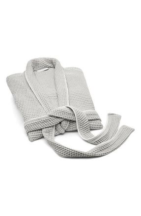 Boll & Branch Organic Cotton Waffle Robe in Pewter/White at Nordstrom, Size Large