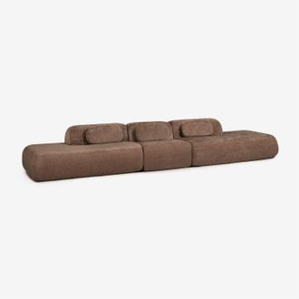 Sklum Sof&aacute; Modular De 3 Piezas Con Doble Div&aacute;n En Chenilla Envasado Al Vac&iacute;o Merida Sklum