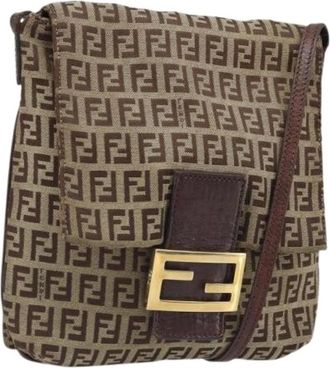 Fendi Pre-owned Cross Body Bags, female, Beige, Size: ONE SIZE Pre-owned Zucchino Canvas Shoulder Bag