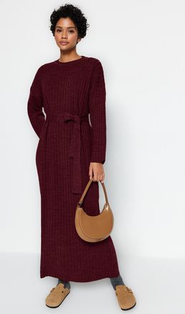Trendyol Modest Dames Bordeaux Effen Maxi Lang Casual A-lijn Modest Jurken